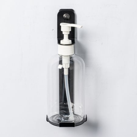Stainless Steel Hand Sanitizer Bottle Holder in Matte Black - Single Hand Sanitizer Wall Holder